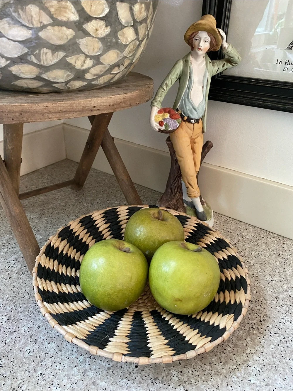 Pair Hand Woven Black & Tan “Wall” Baskets